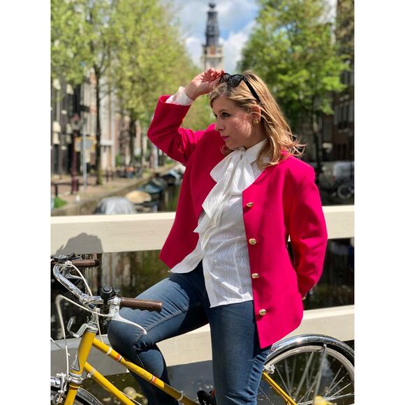 Vintage blazer jacket by Lucia in hot pink, size 12 - Picture 5 of 6